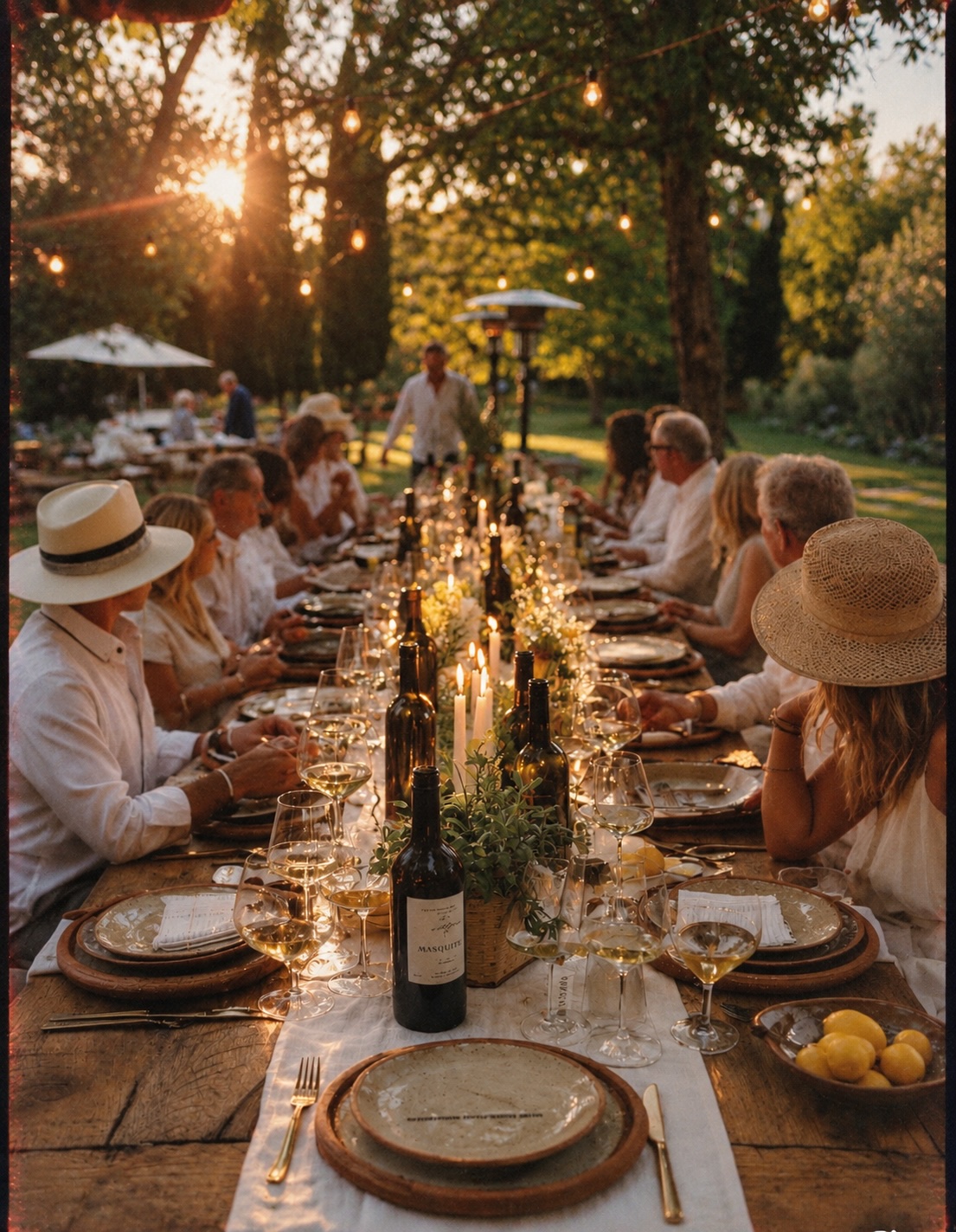 35mm photograph of a long outdoor lunch